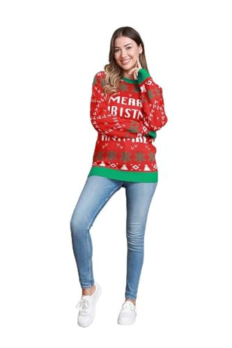 Ugly Christmas Sweater for Women, Novelty Pullover for Couple, Men Xmas Sweater for Festive Party Red XL | Amazon (US)