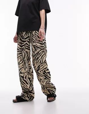 Topshop zebra printed wide leg pants in monochrome | ASOS | ASOS (Global)