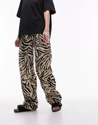 Topshop zebra printed wide leg pants in monochrome | ASOS | ASOS (Global)