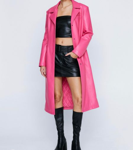 Premium leather long like pink coat

#LTKunder100 #LTKSeasonal #LTKsalealert