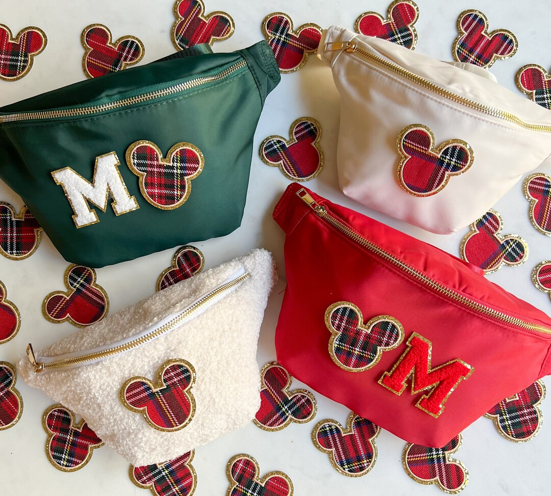 Christmas PLAID Large Fanny Pack // Plaid Mouse SEWN ON // Customizable // Theme Park Bag // Holi... | Etsy (US)