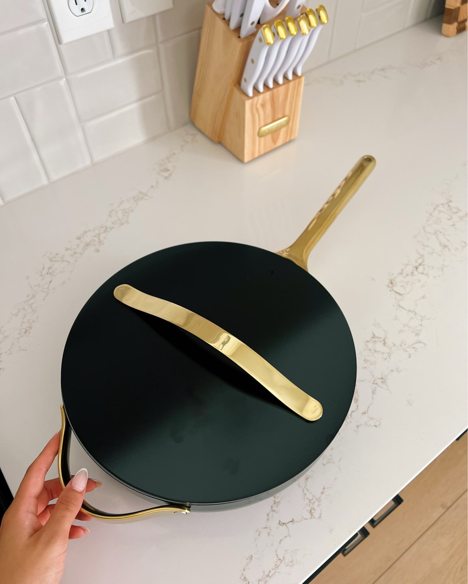 Black and gold caraway fry pan - These pans are definitely worth the hype😍 non stick and non toxic. Use my code ANASTACIA for 10% off sitewide!!

#LTKFamily #LTKHome