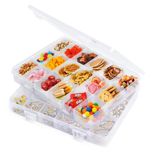 MEILIZhang Snackle Box Container, 2 PCS Bento Box 18 Compartments Divided Snack Box Container, Tackle Box for Snacks, Snack Box for Storage,Picnics and Travel | Amazon (US)