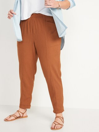 High-Waisted Cropped Linen Pants for Women | Old Navy (US)