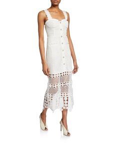 Fishnet Crochet Lace Midi Dress | Bergdorf Goodman