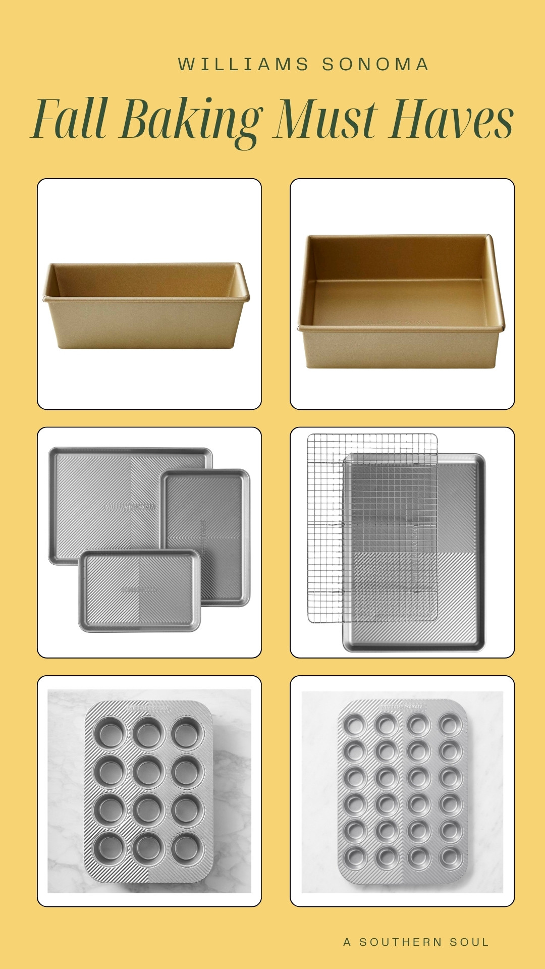 Fall baking season is here, and these Williams Sonoma baking pans are too good not to share. Beautiful, practical, and perfect for everything from pumpkin bread and apple cake to cozy weekend baking.

A few fall baking essentials that are just as pretty on the table as they are useful in the kitchen.