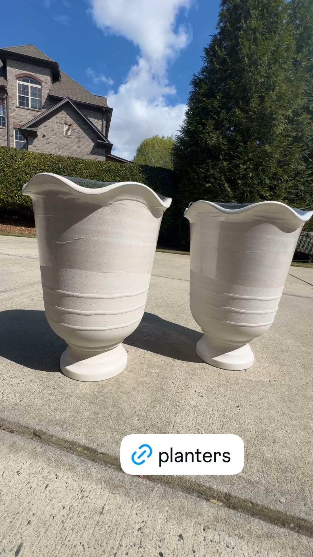 I stumbled upon these gorveous ruffle planters today and they are SO good! I had been eyeing a similar set that was so much more expensive so I was so happy to find these. They're huge at 24" tall and 16" wide and look like plaster but are actually plastic, keeping them light weight and much easier to move around. $49 each is such a steal! 

#LTKHome #LTKSeasonal