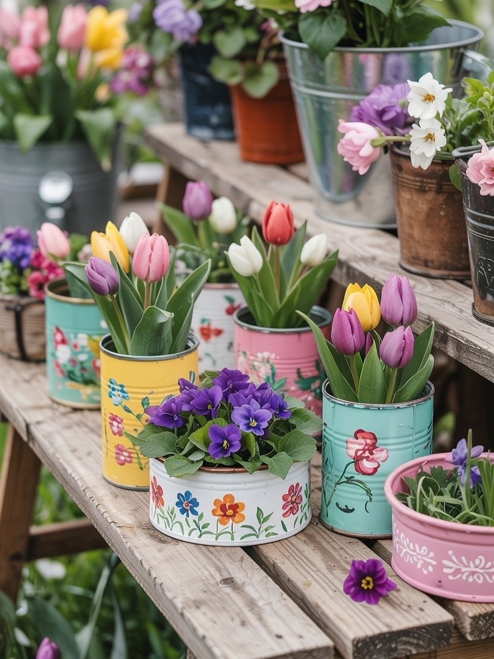 Recycling is the new art! 🎨🌸🌻
Cans + paint = a one-of-a-kind garden vibe. 
Which of these ideas would you try first? 

Reciclar é reinventar! Latas + pintura = um jardim cheio de personalidade. 
Qual dessas ideias você testaria primeiro? 🌻🌸🎨
.
.
.
#can #cans #ideas #recycle #recycling #garden #gardening #flowers #homedecor #diy #reel #cute #handmade#LTKSummerEdit 

#LTKFamily #LTKSeasonal