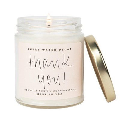 Sweet Water Decor Thank You 9oz Clear Jar Soy Candle | Target