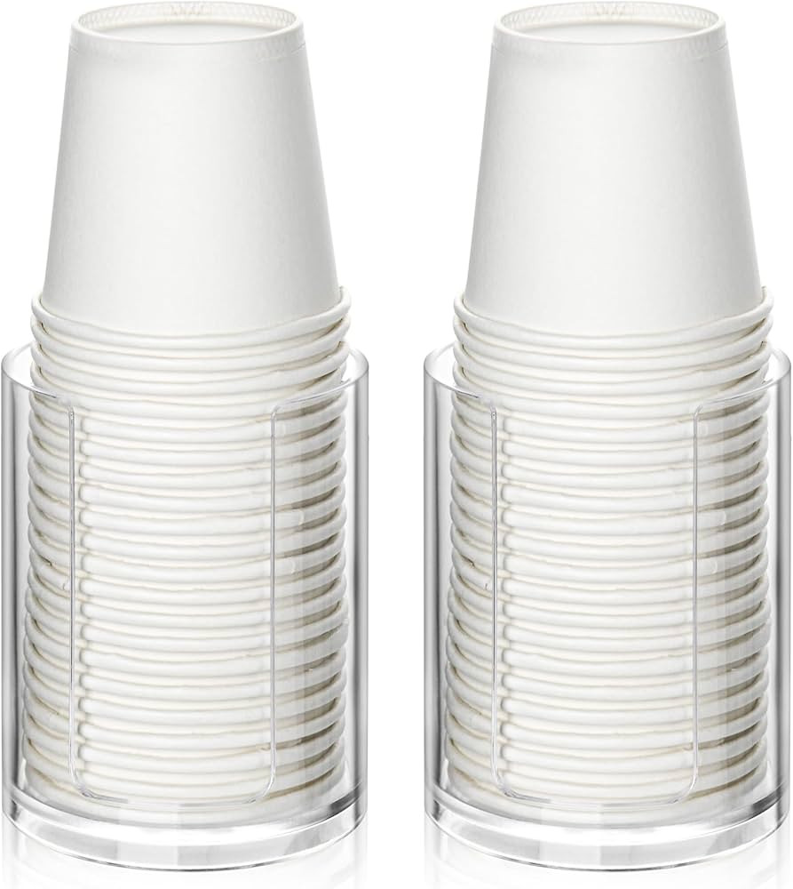2 Pack Mouthwash Cups Holder,Bathroom Cup Dispenser,Small Disposable Paper Cup Tray for Bathroom ... | Amazon (US)
