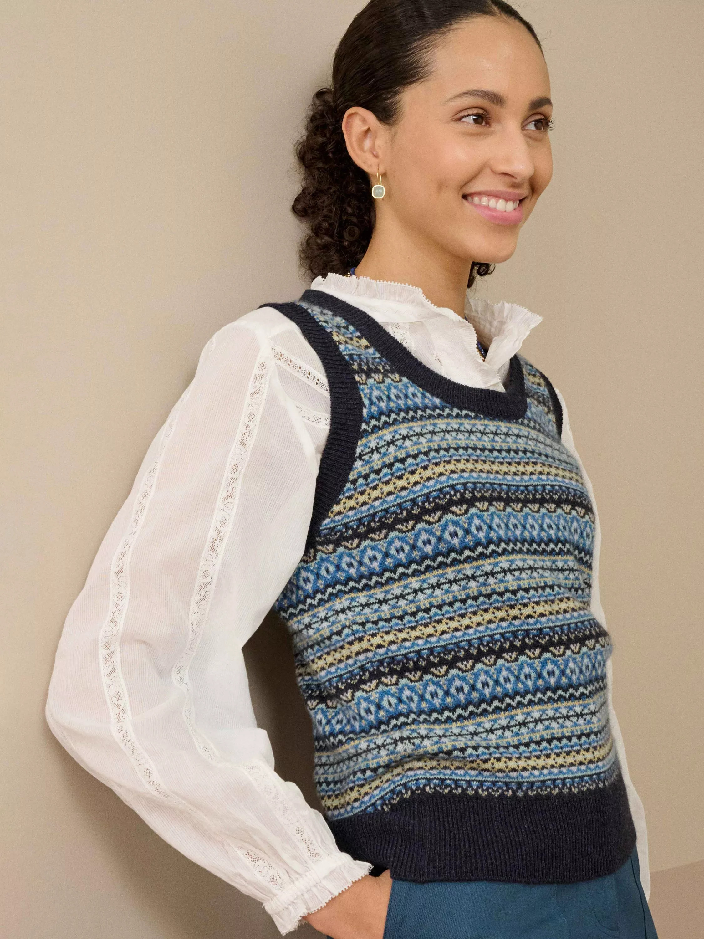 Brora Cashmere Fair Isle Knitted Tank, Multi | John Lewis (UK)