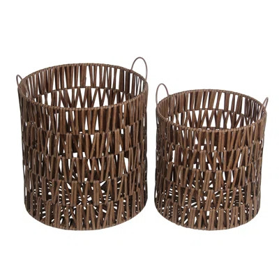 2 Piece Round Resin Wicker Basket Set | Wayfair North America