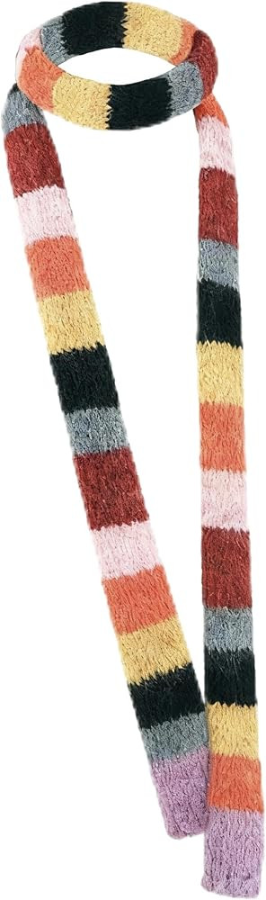 Skinny Scarf for Women Long Striped Scarf Y2K Fuzzy Fluffy Neckerchief Long Thin Colorful Rainbow... | Amazon (US)