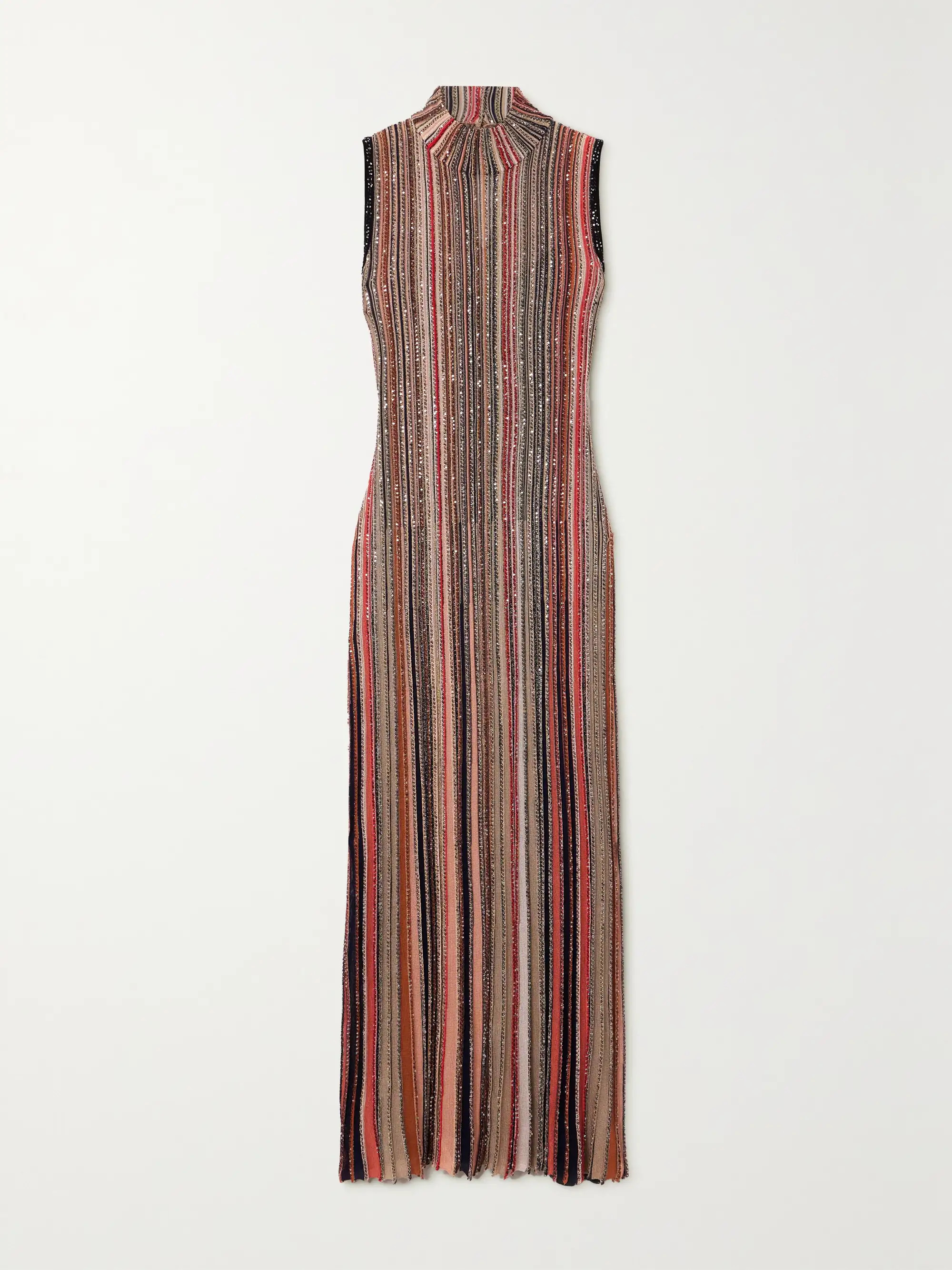 Sequin-embellished striped metallic ribbed-knit maxi dress | NET-A-PORTER (US)