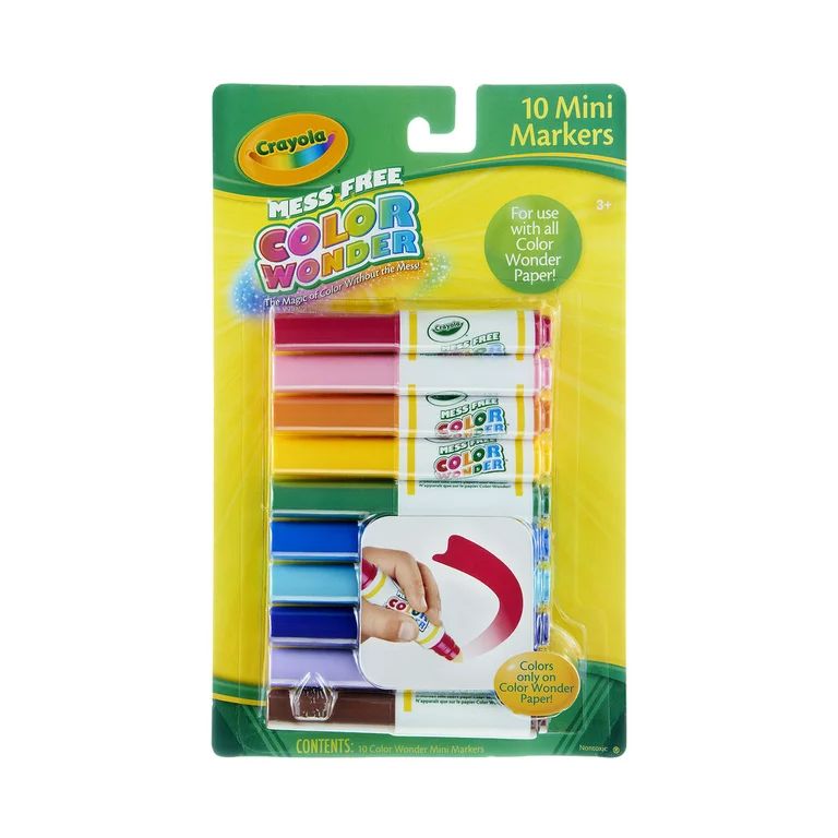 Crayola Mess Free Color Wonder Mini Markers, 10 Count - Walmart.com | Walmart (US)