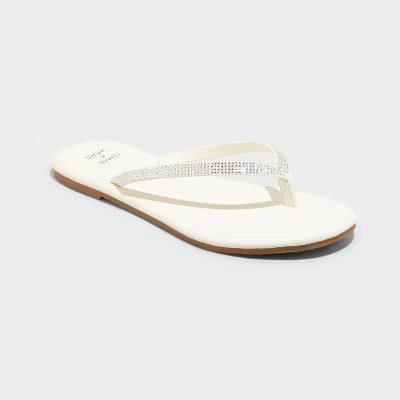 Women's Cali Thong Flip Flop Sandals - Shade & Shore™ Ivory 5: Slip On, Open Toe, Flexible Outs... | Target