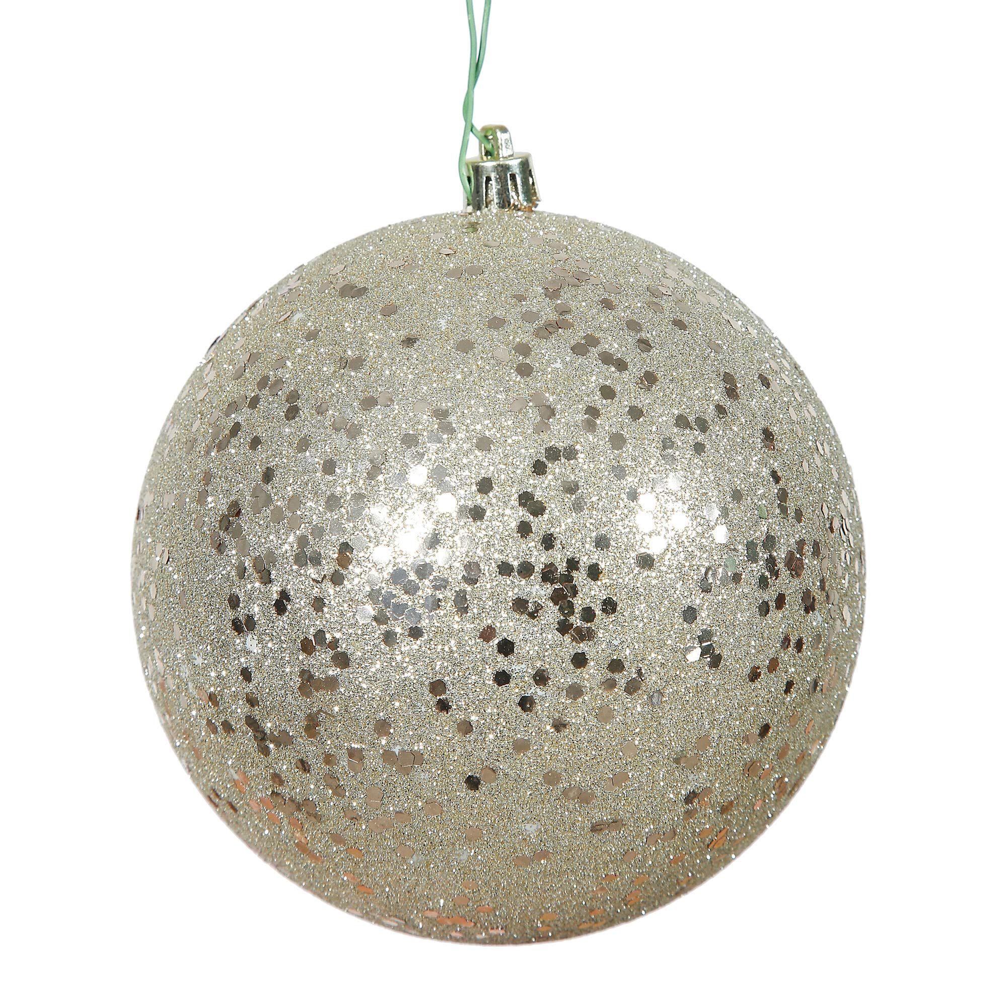 Vickerman 6" Champagne Sequin Ball Ornament, 4 per Bag | Amazon (US)