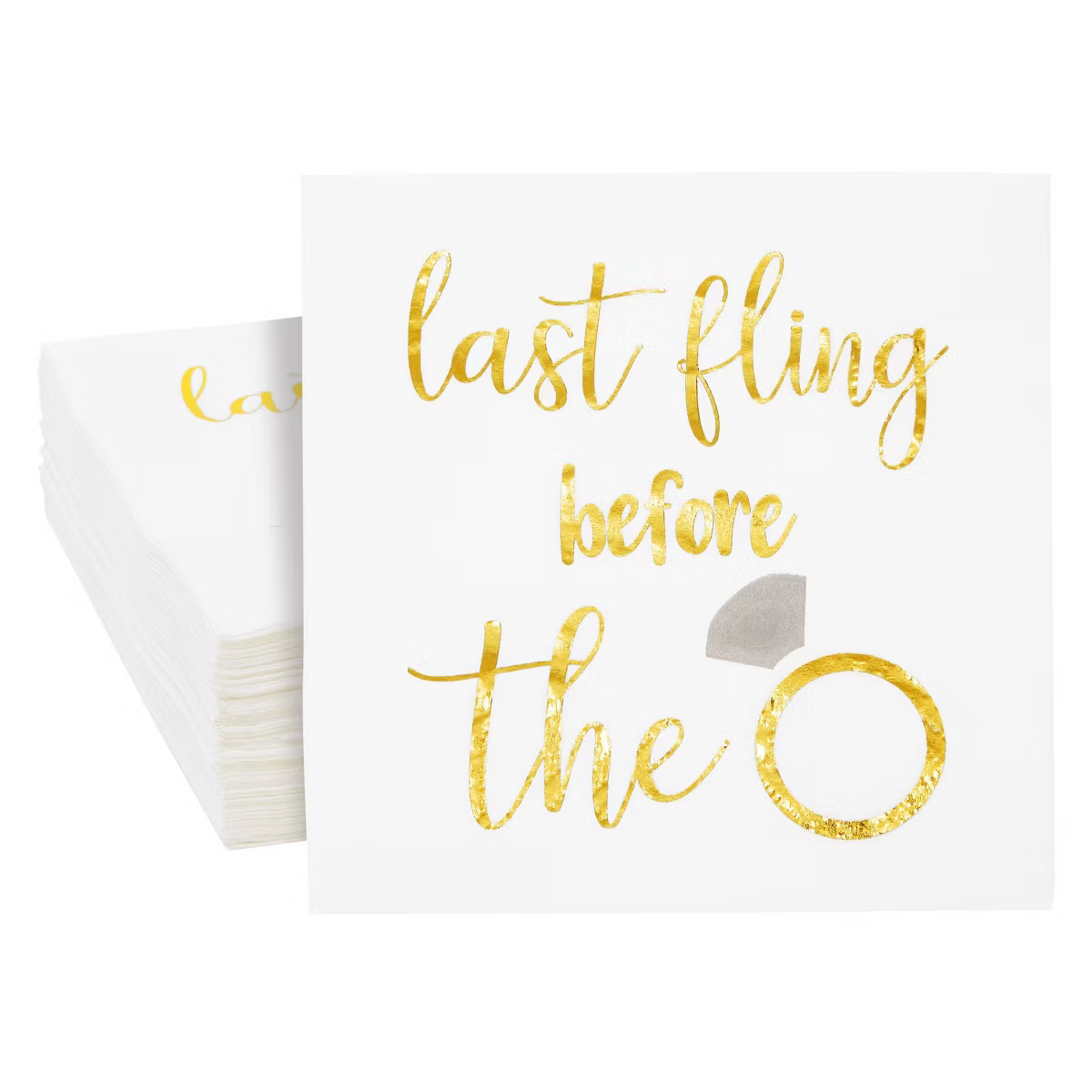 Blue Panda 50 Pack Last Fling Before the Ring Bachelorette Party Napkins, White, 5x5 in | Target