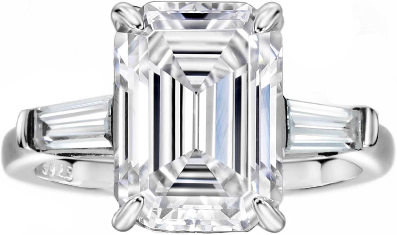 Michooyel S925 4ct Emerald Cut Cubic Zirconia Engagement Rings For Women (G, VVS) Wedding Ring Pr... | Amazon (US)