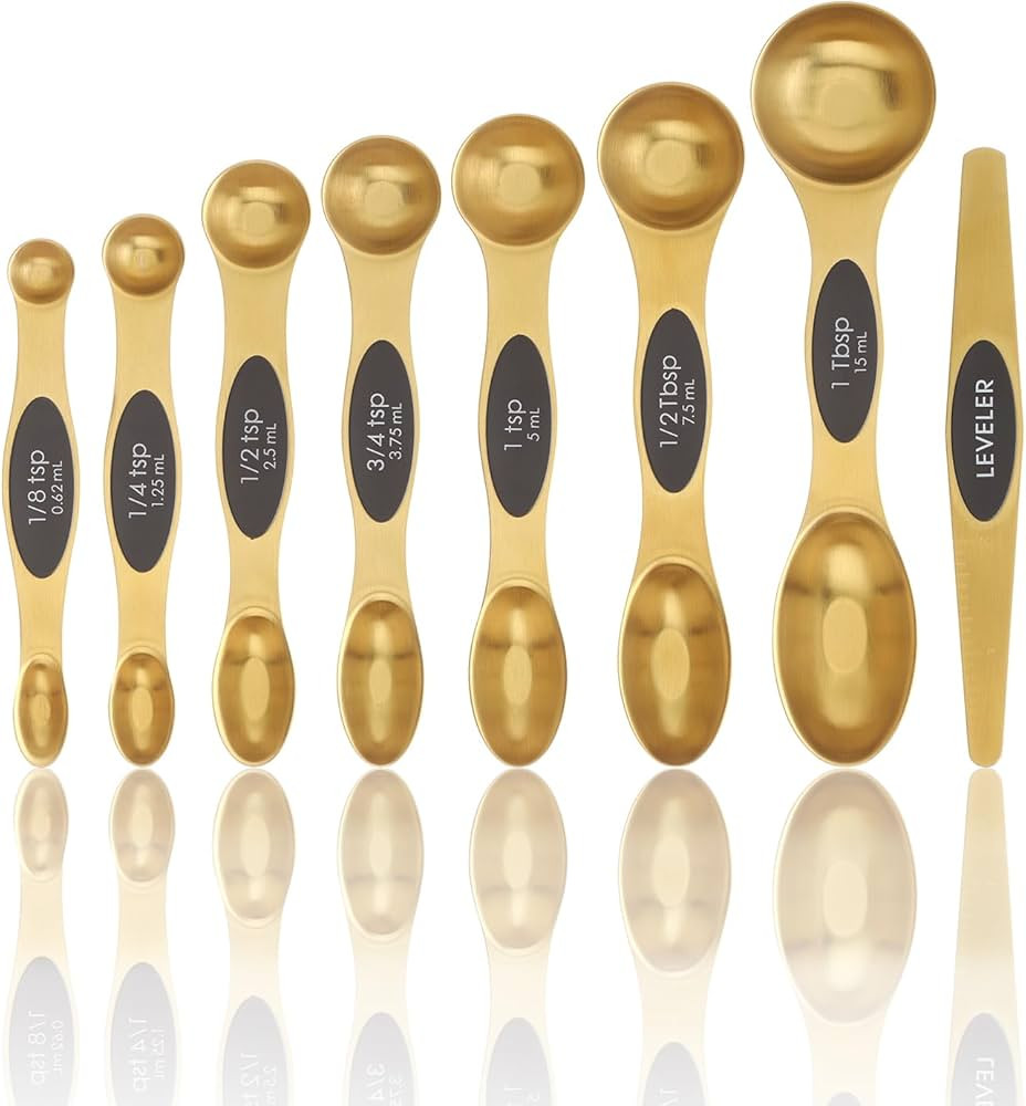 Magnetic Measuring Spoons Set, Stainless Steel, Dual Sided, Stackable, Dual Sided for Measuring D... | Amazon (US)