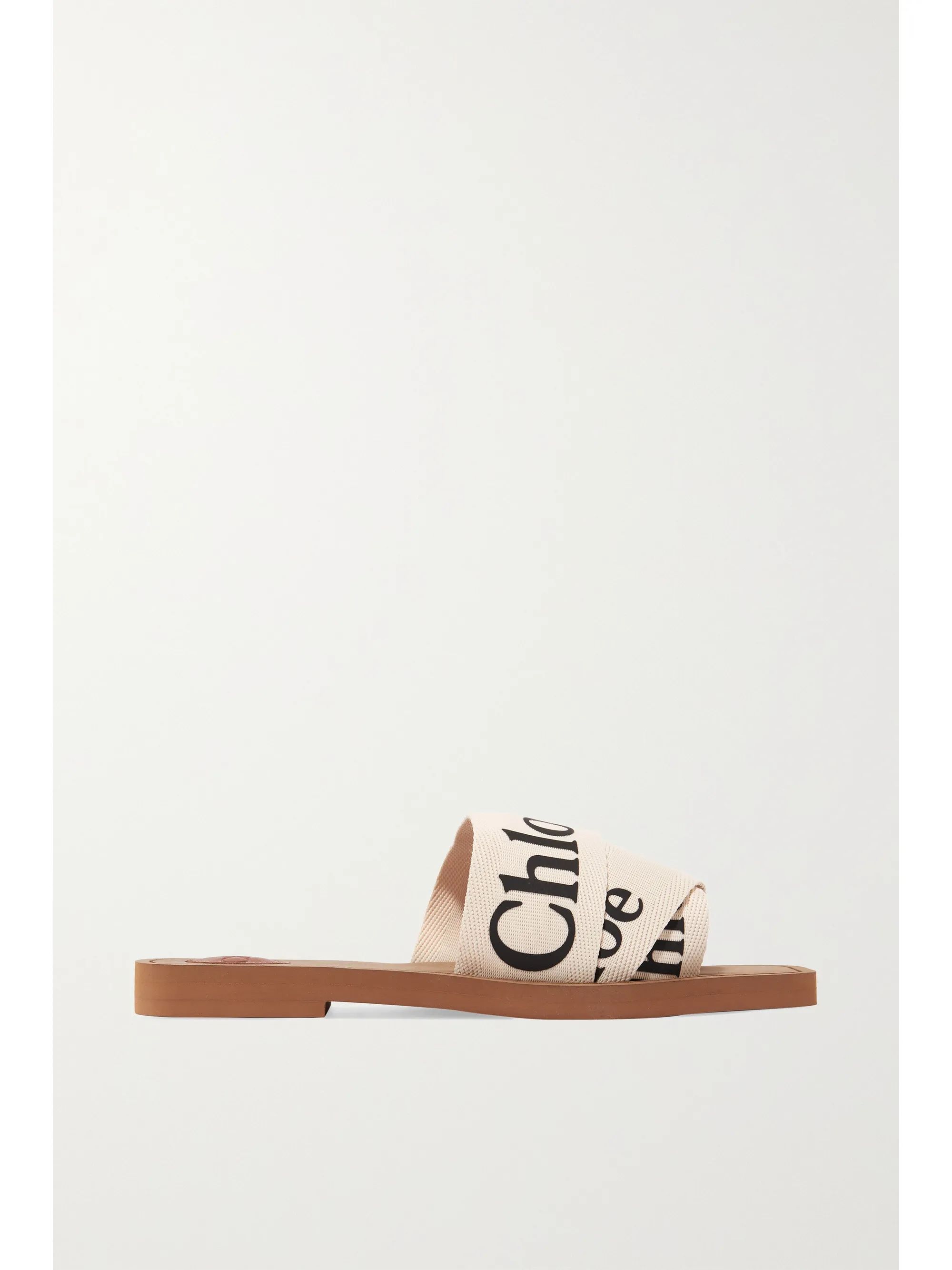 White Woody logo-print canvas slides | Chloé | NET-A-PORTER | NET-A-PORTER (UK & EU)