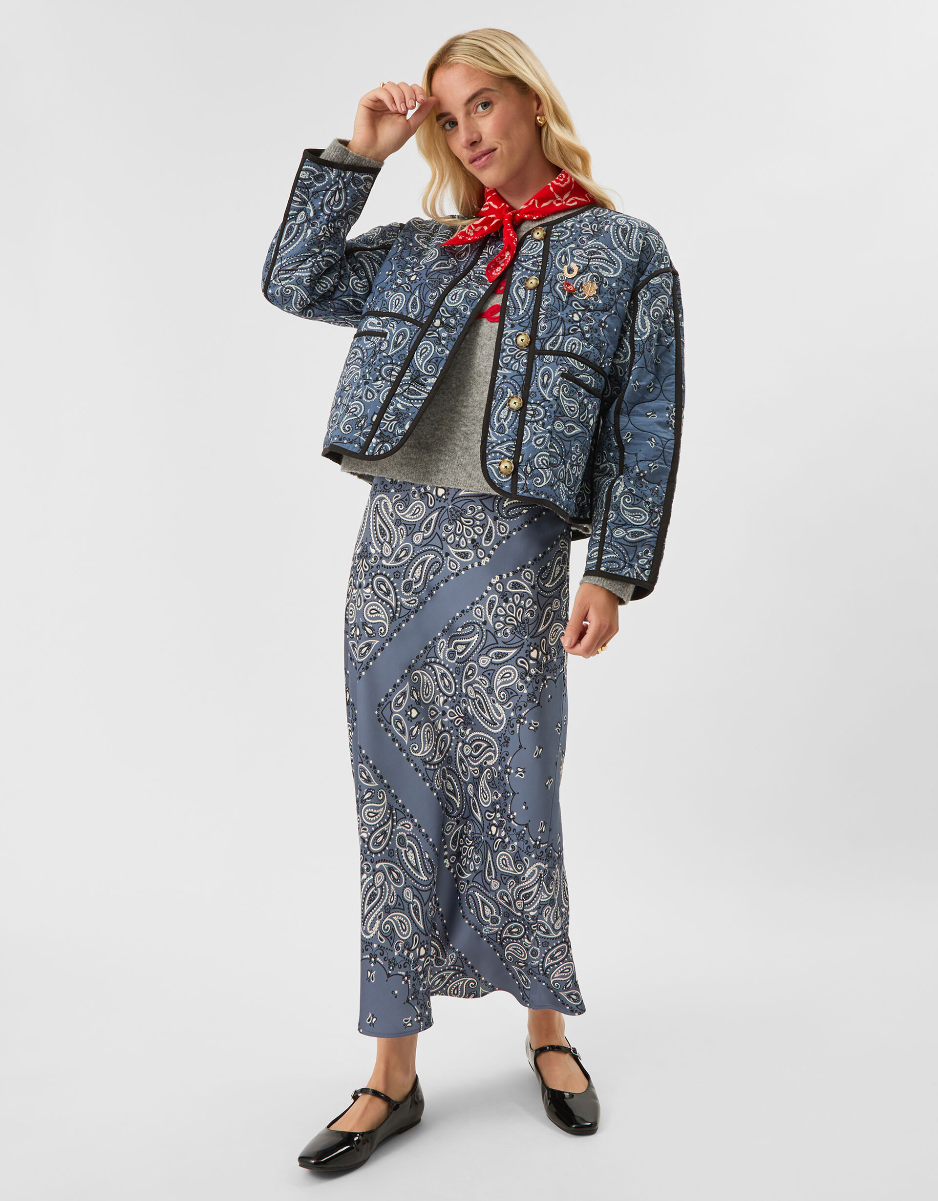 Paisley Print Satin Slip Skirt Blue | Accessorize (Global)