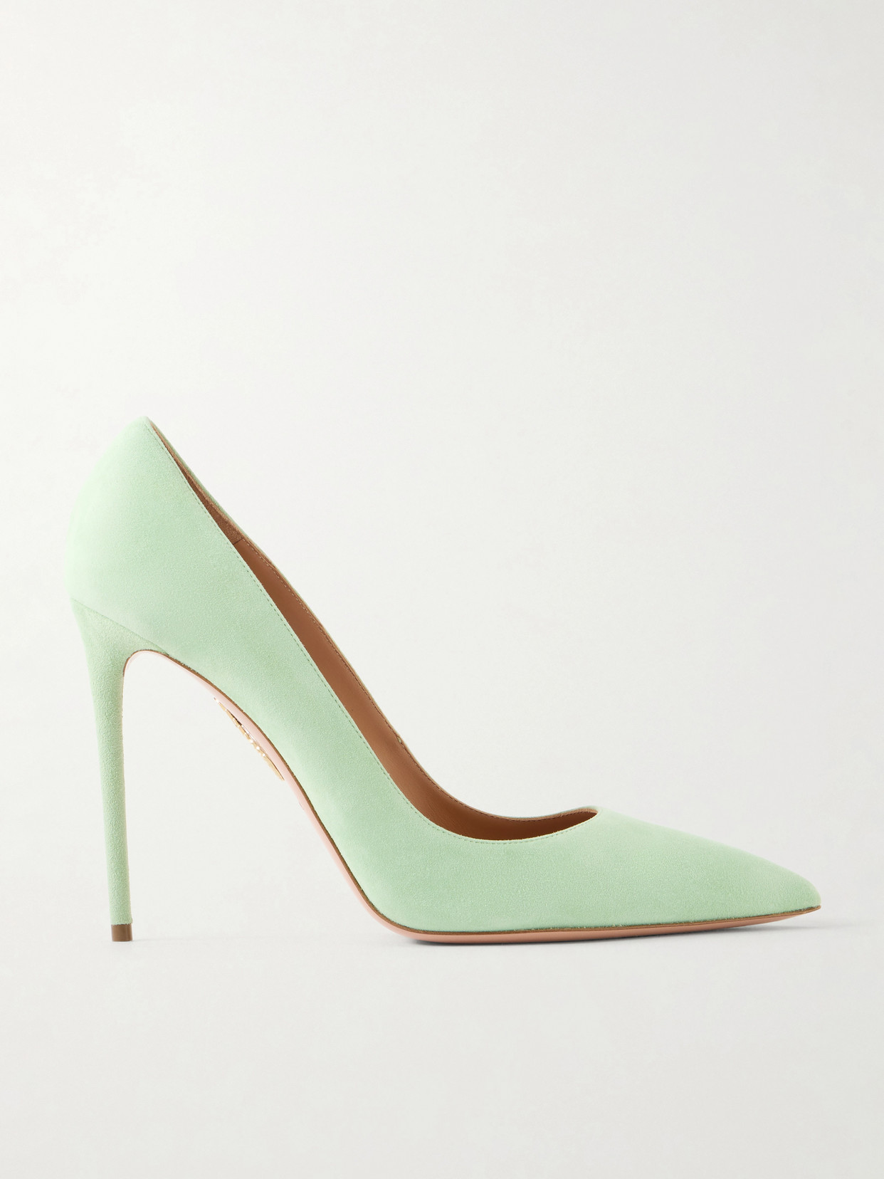 Aquazzura - Purist 105 Suede Pumps - Green | NET-A-PORTER (US)