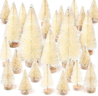 SATINIOR 60 Pieces Artificial Mini Christmas Tree Sisal Snow Trees Bottle Brush Christmas Trees P... | Amazon (US)