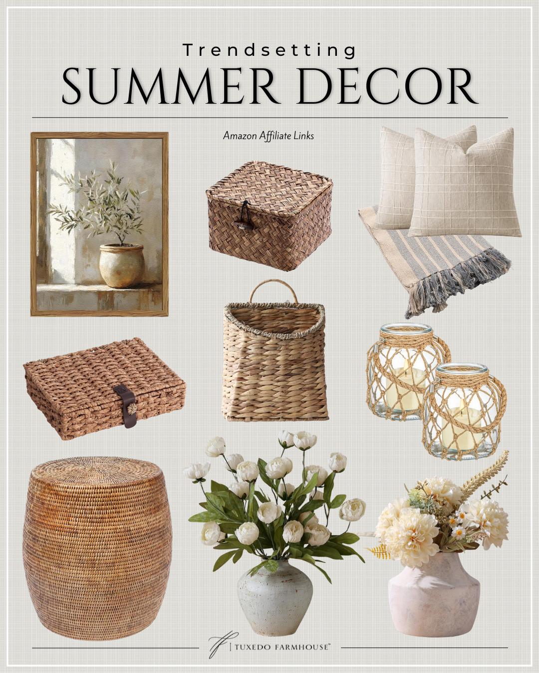 Light, layered, and effortlessly seasonal 🤍

This summer edit brings together natural textures, soft neutrals, and organic details that create a relaxed yet refined atmosphere. Woven elements, subtle pattern, and fresh florals work together to add warmth and quiet interest without overwhelming the space. 

 #LTKSeasonal #LTKHome #LTKSaleAlert