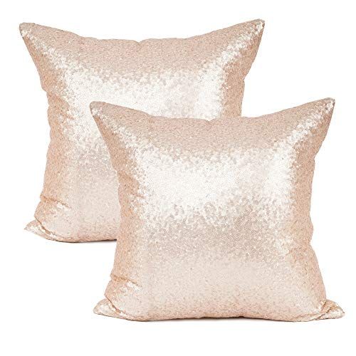 YOUR SMILE Pack of 2, New Luxury Series Rose Gold Decorative Glitzy Sequin & Comfy Satin Solid Throw | Amazon (US)