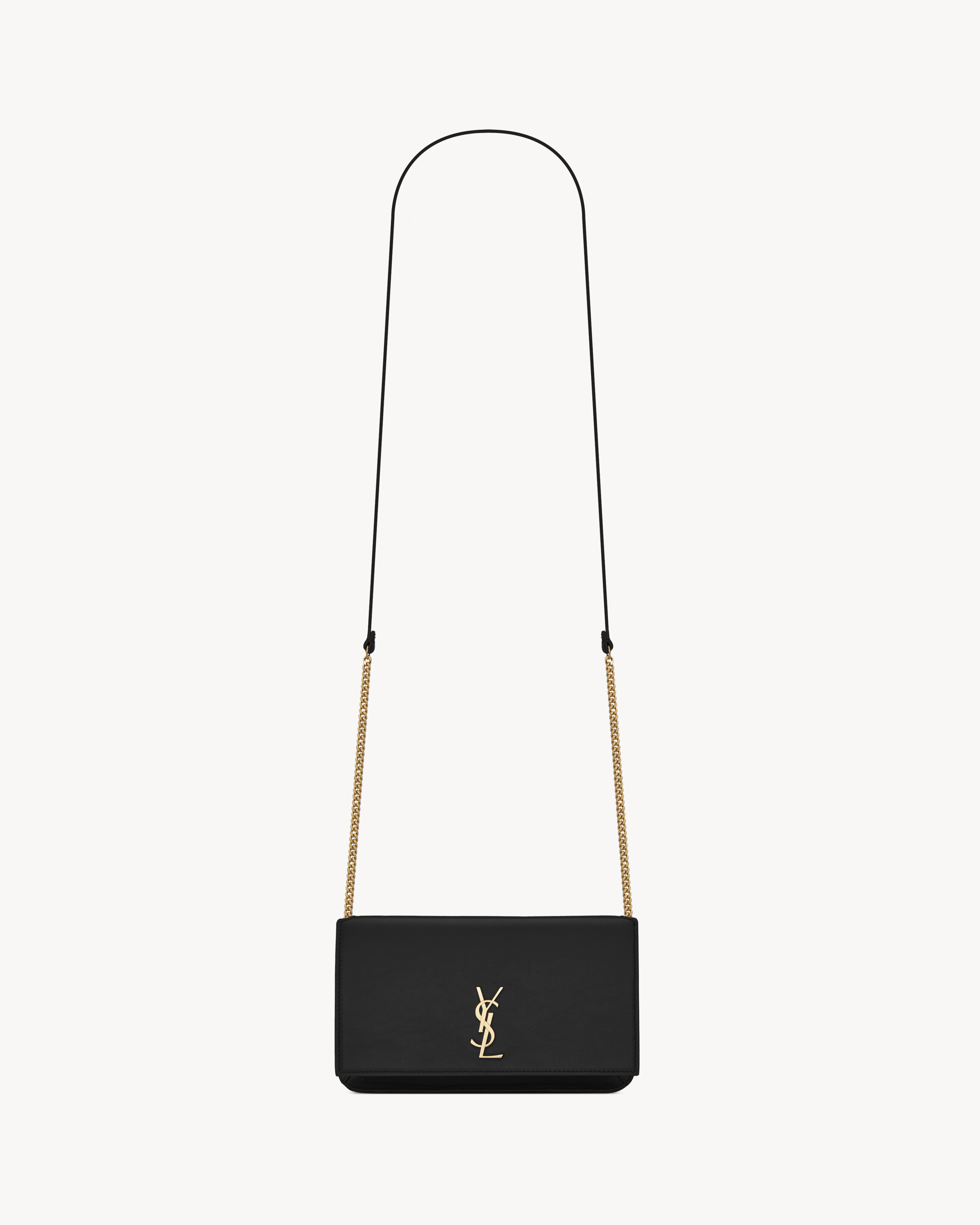 Saint Laurent Cassandre Phone Holder In Smooth Leather - Black - Women - One Sizenisex | Saint Laurent Inc. (Global)