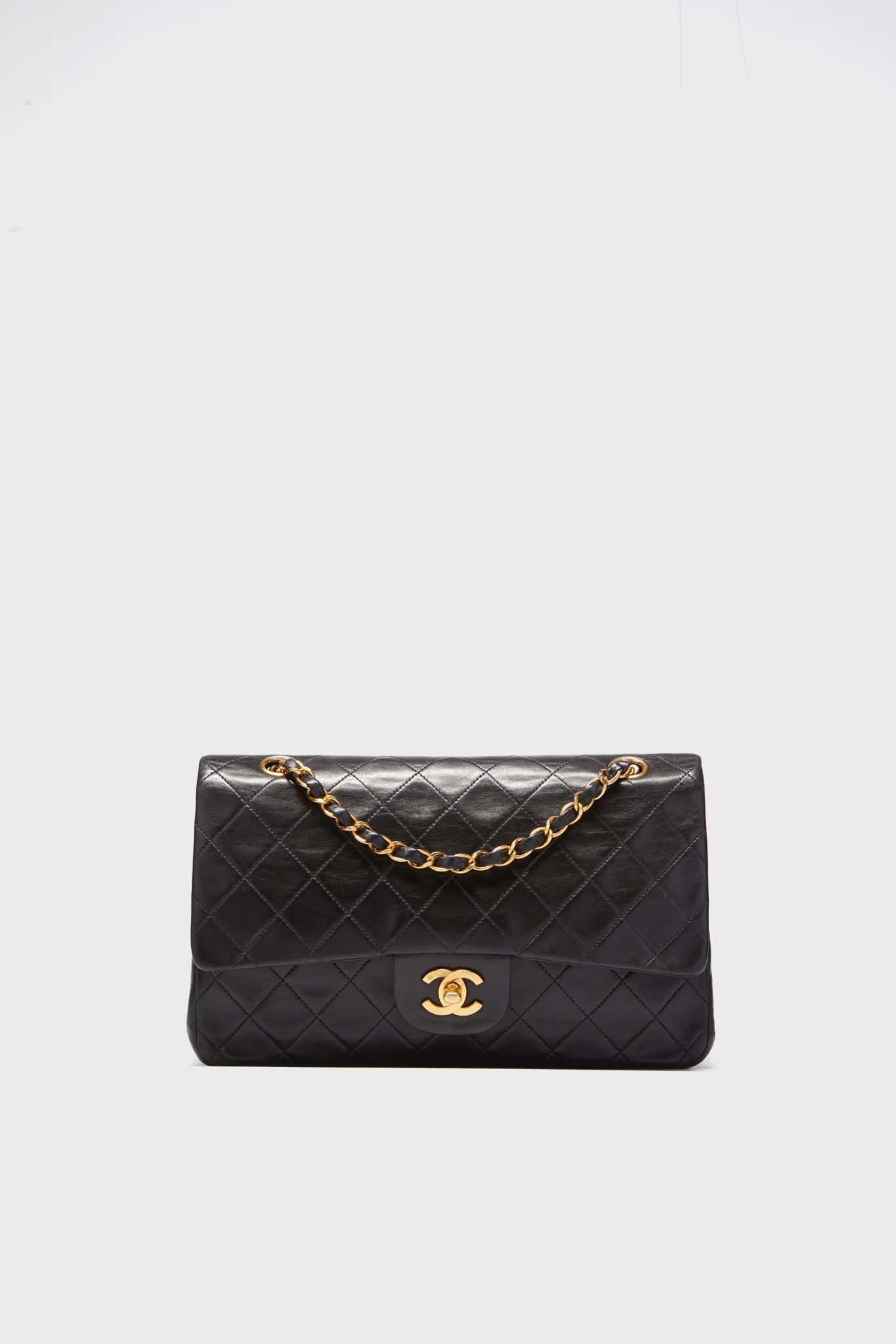 CHANEL Black Lambskin Medium Vintage Classic Double Flap Shoulder Bag | Tuckernuck (US)