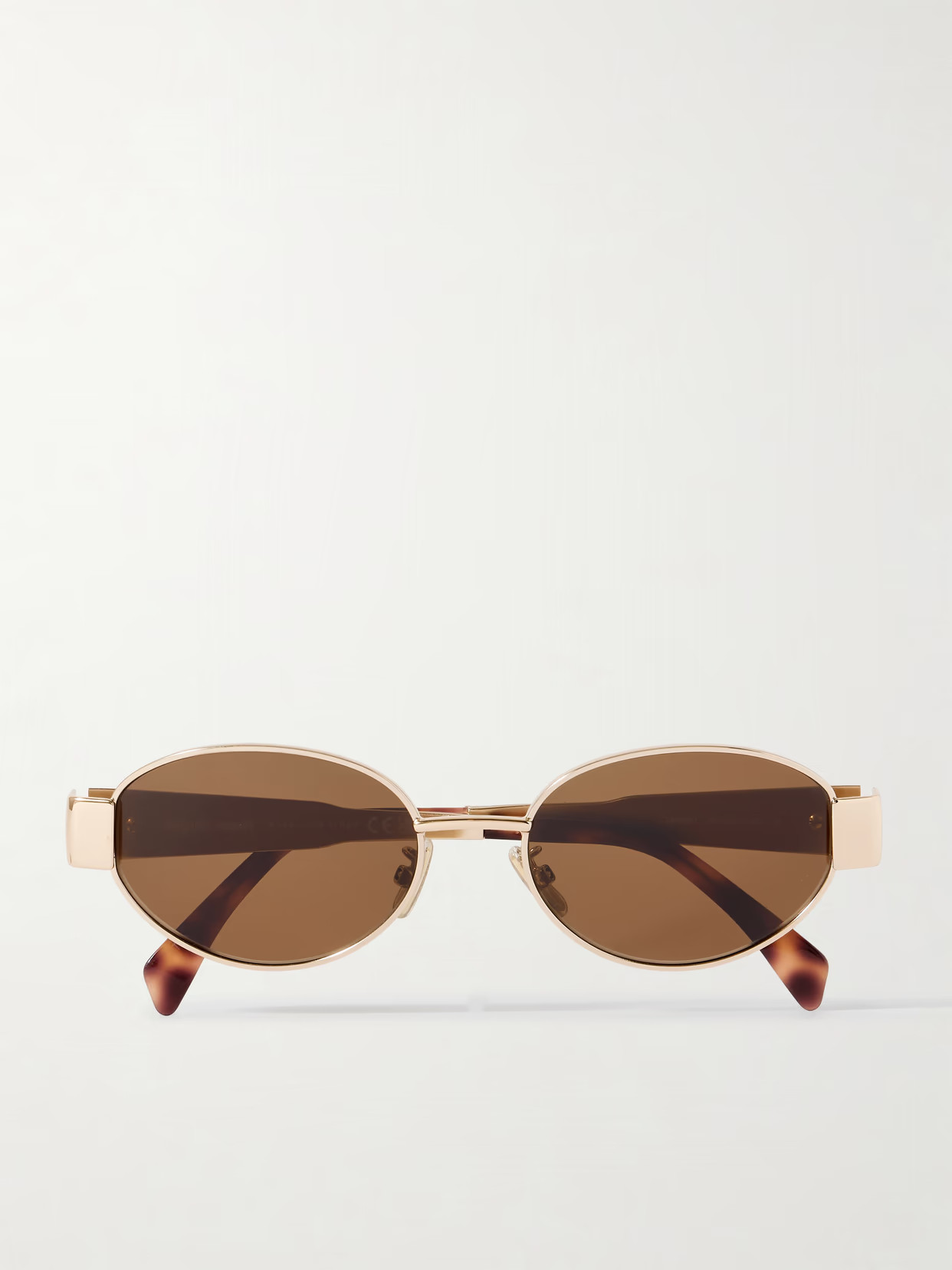 CELINE Eyewear - Oval-frame Rose Gold-tone And Tortoiseshell Acetate Sunglasses - One size | NET-A-PORTER (UK & EU)
