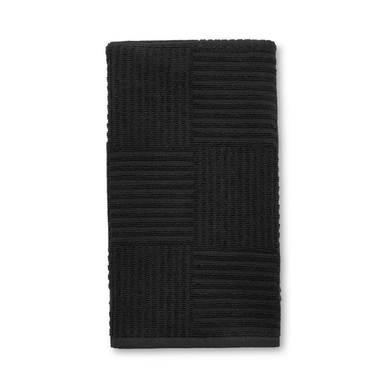 Mainstays Rich Black Cotton Sculpted-Rib Weave Kitchen Towel | Walmart (US)