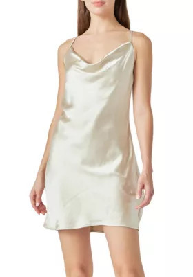 Endless Rose Women's Satin Slip Mini Dress, Ivory, Small | Belk