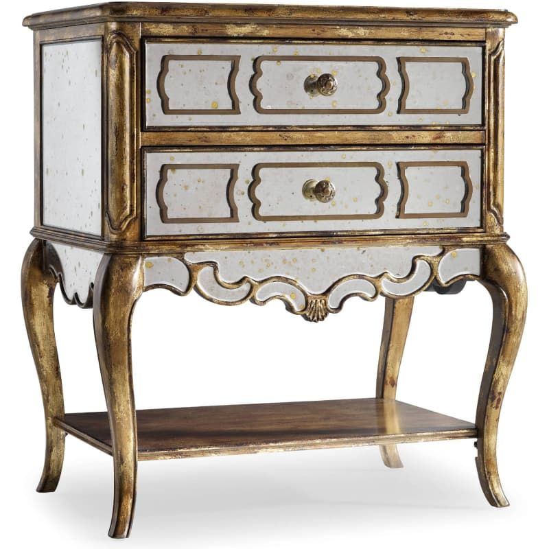 Hooker Furniture 3016-90015 Sanctuary 29" Two Drawer Antique Vintage Bling Nightstand Bling Distress | Build.com, Inc.