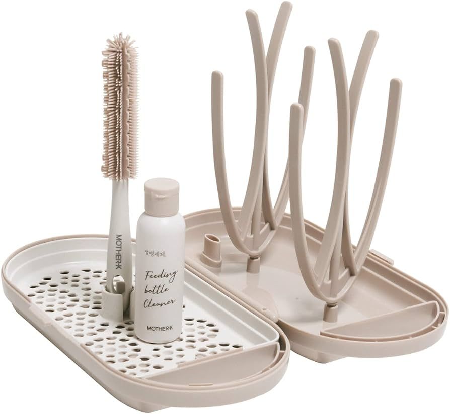 MOTHER-K Travel Baby Bottle Drying Rack Set, Including Bottle Brush and Travel Bottle, for Workin... | Amazon (US)