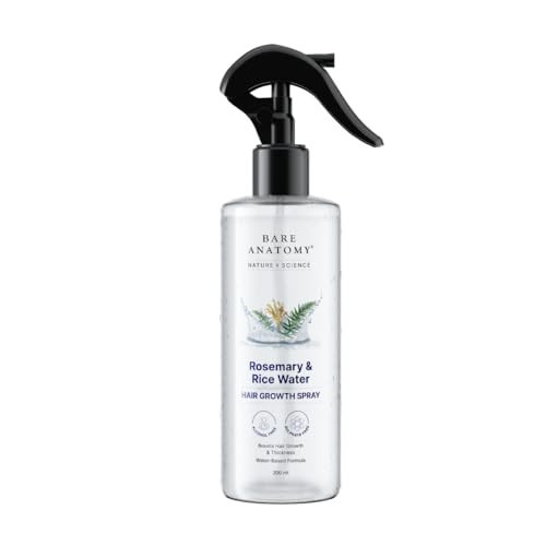 Bare Anatomy Nature x Science Rosemary Water Spray for Hair Growth & Hair Thickness with Rice Water |100% Natural Extract | Soft & Smooth Hair| Controls Hairfall| Non-Greasy & Fast Absorbing | 200ml | Amazon (US)