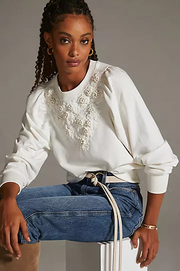 By Anthropologie Embroidered Sweatshirt | Anthropologie (US)