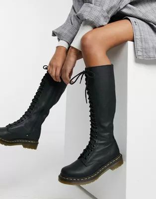 Dr Martens 1B60 20-eye knee high boot with zip in black | ASOS (Global)