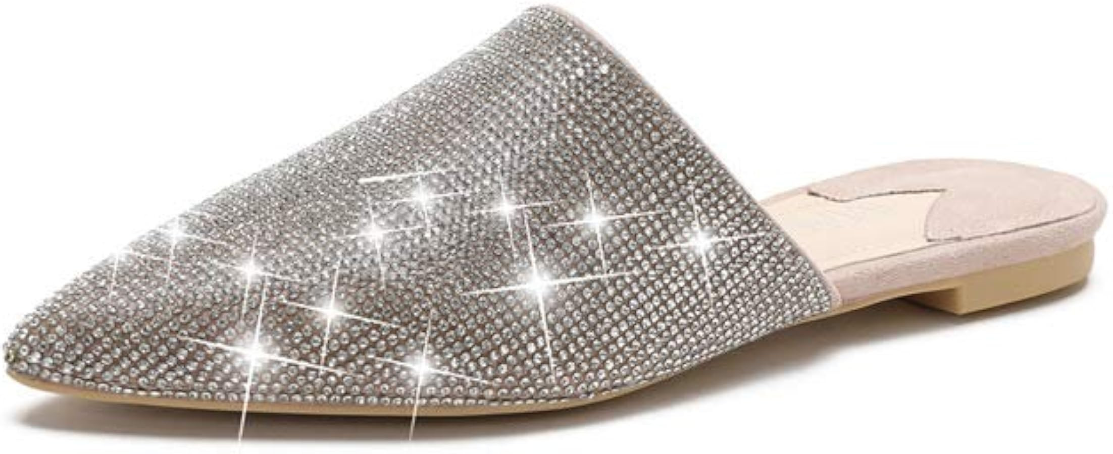 MACKIN J 327-1 Women's Pointed Toe Mules Slip On Rhinestones Slides Dress Flats | Amazon (US)