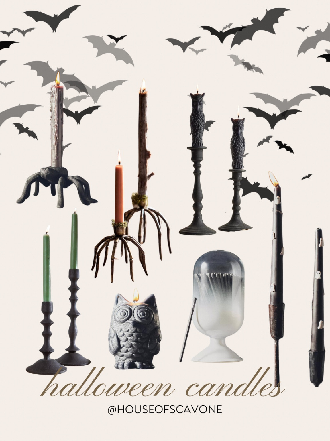 spooky candle sticks and candle holders 🦇 #halloweencandles #halloweencandlesticks #ghost #bats #halloween #halloweendecor #halloweenfinds 

#LTKHome #LTKSeasonal
