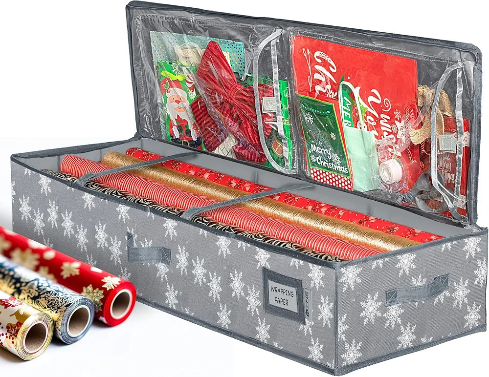 Wrapping Paper Storage Container – Fits up to 27 Rolls 1 3/8” Diam. - Underbed Gift Wrap Orga... | Amazon (US)