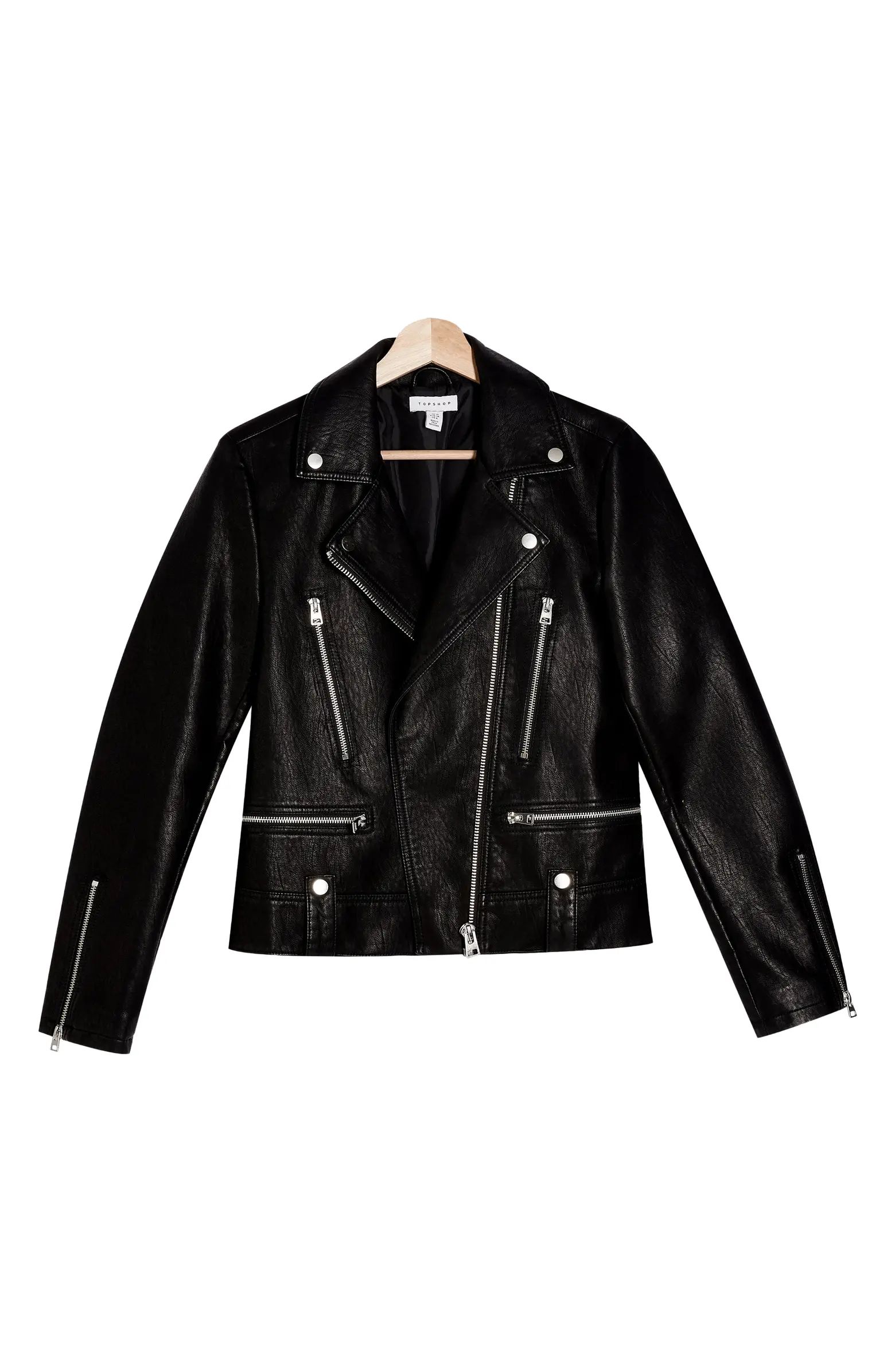 Topshop Fred Faux Leather Biker Jacket (Regular & Petite) | Nordstrom | Nordstrom