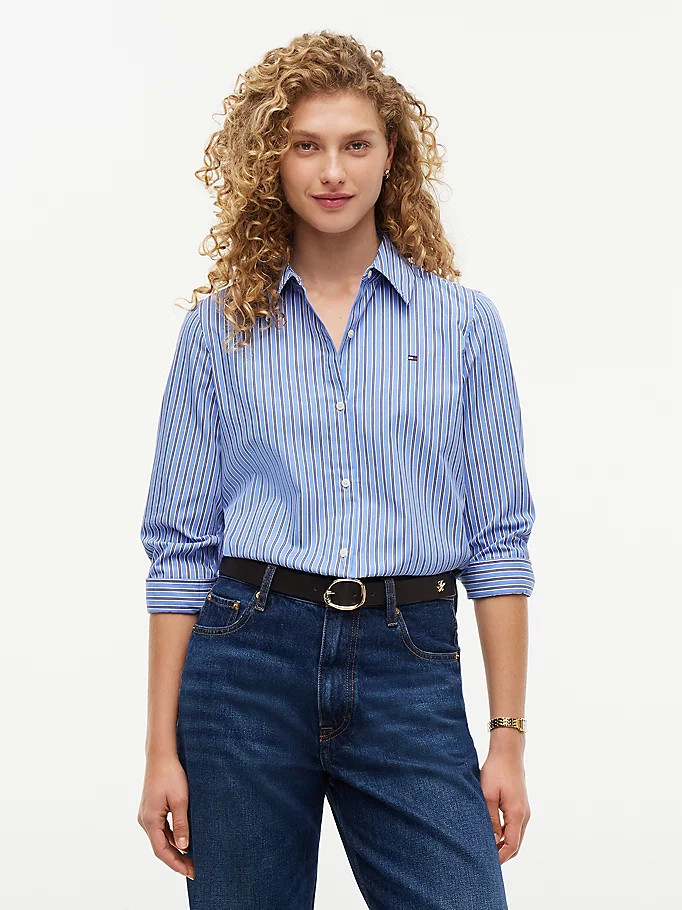 Regular Fit Flag Embroidery Poplin Shirt | Tommy Hilfiger UK