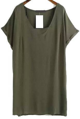 V Neck Shift Rockabilly Peasant Army Green Dress | SHEIN