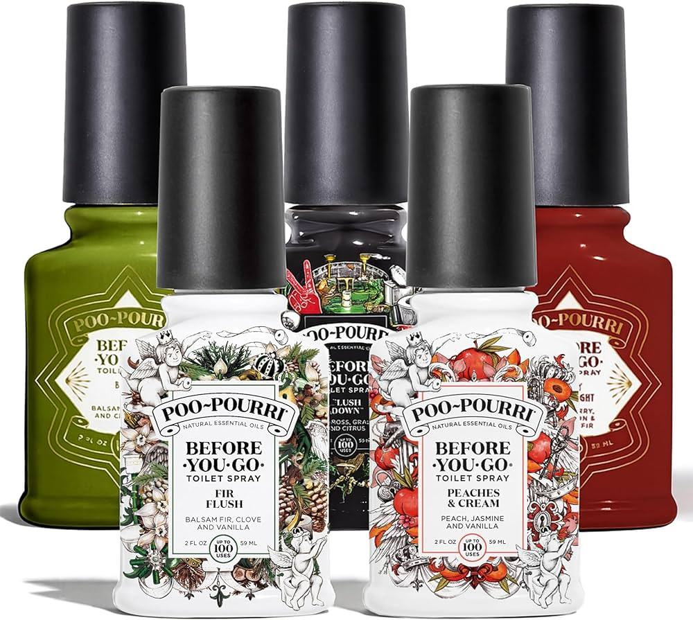 Poo-Pourri Before You Go Toilet Spray 5 Pack Set 2 oz Bottles, Peaches And Cream, Fir Flush, Flus... | Amazon (US)