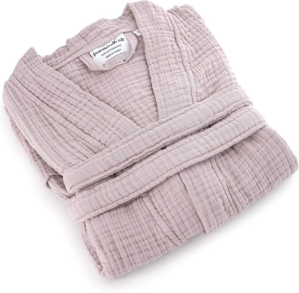 Muslin Unisex Bathrobe,Turkish 100% Cotton,Soft, Absorbent, Natural Garment Wash | Amazon (US)