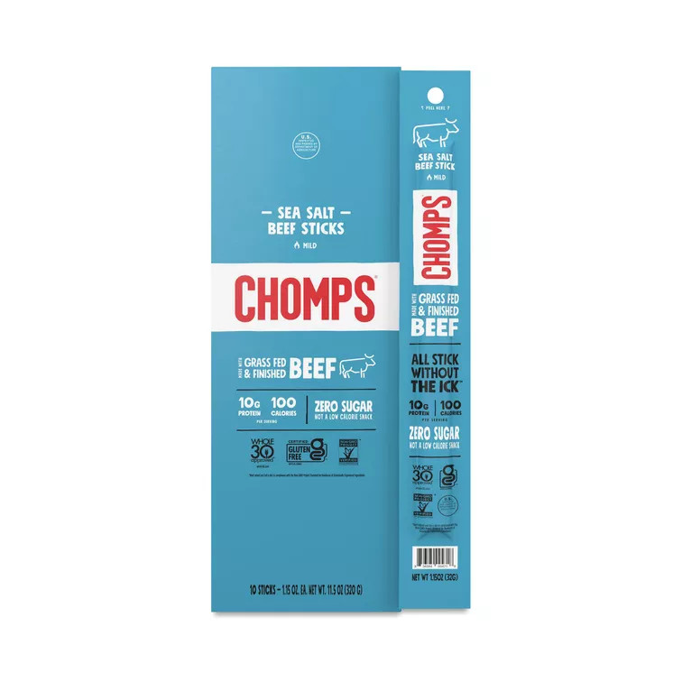 Chomps, Grass-Fed Beef Sticks, Sea Salt | Thrive Market