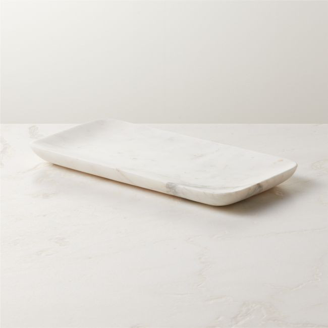Nexus White Marble Vanity Tray | CB2